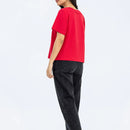 O Neck Cotton Tee Casual Short Sleeve Ladies T Shirt for women red t-shirt