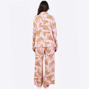 Women’s Satin Pajama Set – Leopard Print Shirt and Pants Comfortable Sleepwear