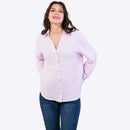 Pleated Purple Color Women’s Shirt – Oversized Long Sleeve Loose Fit Casual Wear