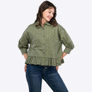 Printed Long Sleeve Shirt for Women – Lapel Casual Tops green tops
