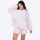 Women Striped Pajama Set Long Sleeve Top Shorts Comfortable Sleepwear night wear