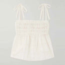 Women’s Cotton Tank Top – Sleeveless Tie Shoulder Smocked Casual Tops white tops