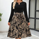 Women’s Floral Dress – V-Neck Long Sleeve Casual Outfitblack dress