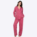 Women’s Oversized Pajama Set – Long Sleeve Printed Top and Pants Casual Sleepwear pajama set